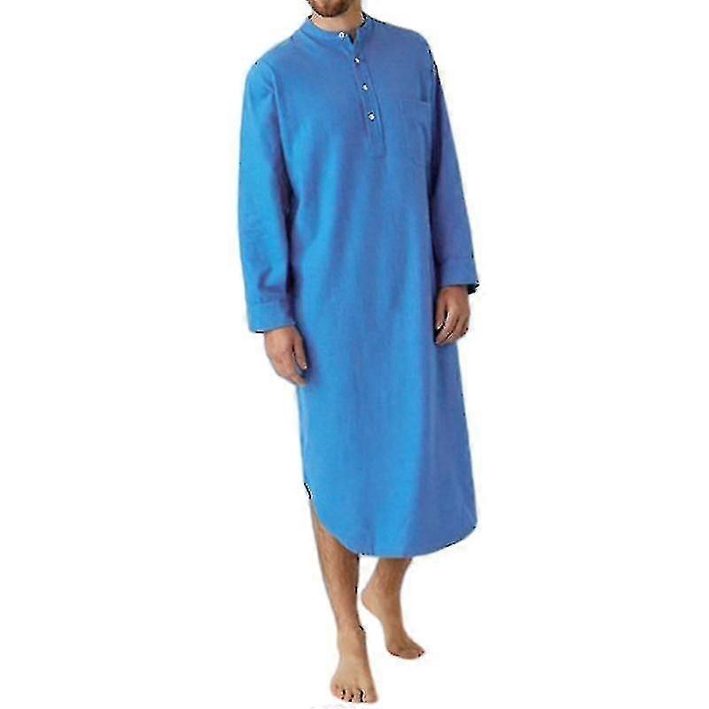 Muslimsk bomullsnattøy: Myk nattskjorte for menn, lang, enkel pyjamaskjole Hk