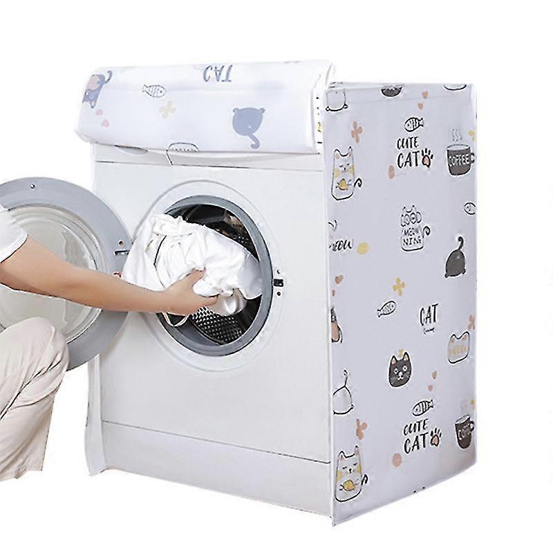 Waterproof UV Resistance Dust Cover for 10kg Washing Machine - Cat Cartoon Pattern, Clamshell Type, 55 X 75 X 100 cm