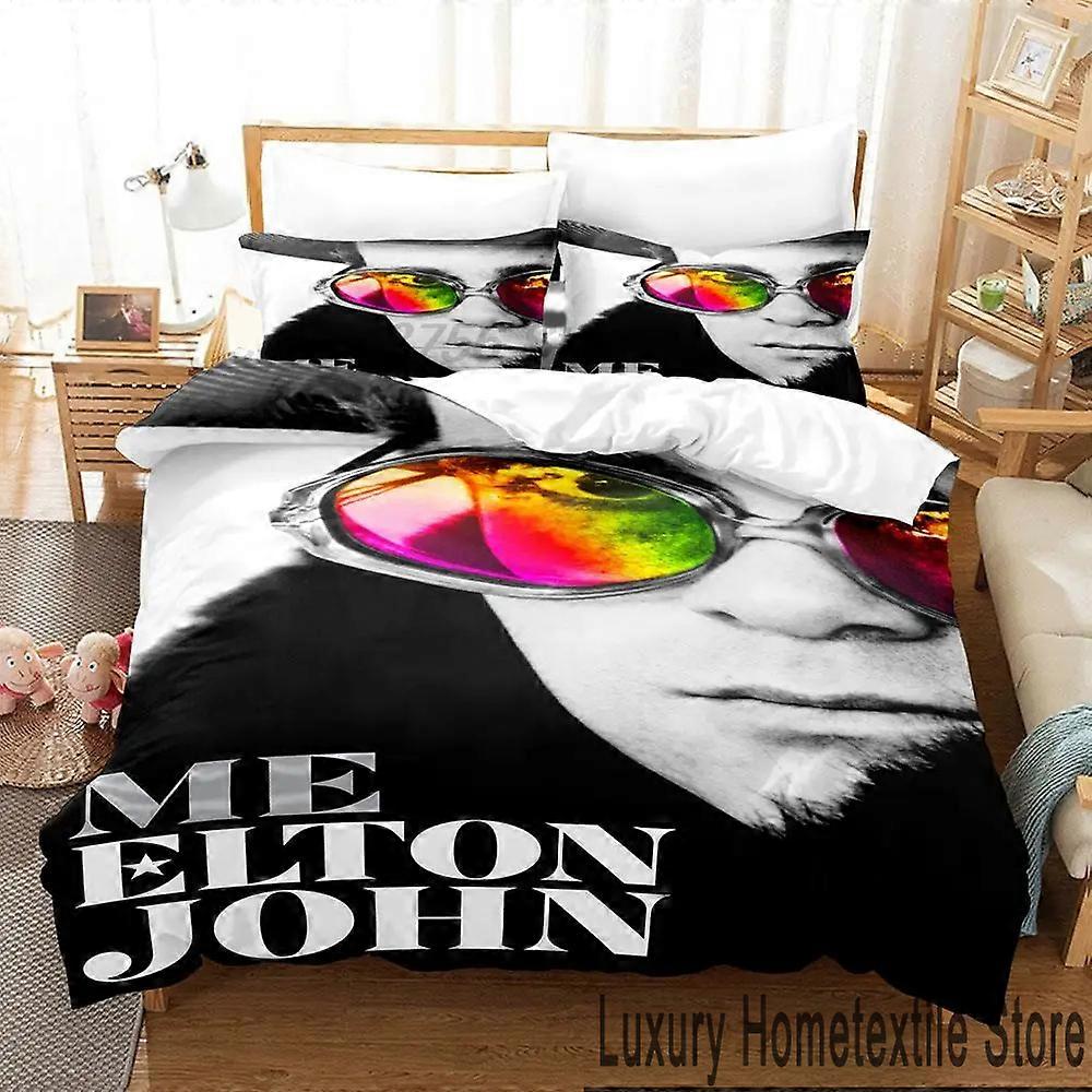 ملاءات السرير m235 مجموعة الفراش الشهيرة Elton John ، مجموعة غطاء سرير لحاف غطاء وسادة ، ملاءات سرير للأولاد والبنات للبالغين ggt235
