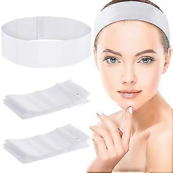 100 Pieces Disposable Spa Facial Headbands Stretch Facial Band With Convenient Closure For Women Girls Salons, White-ZZY