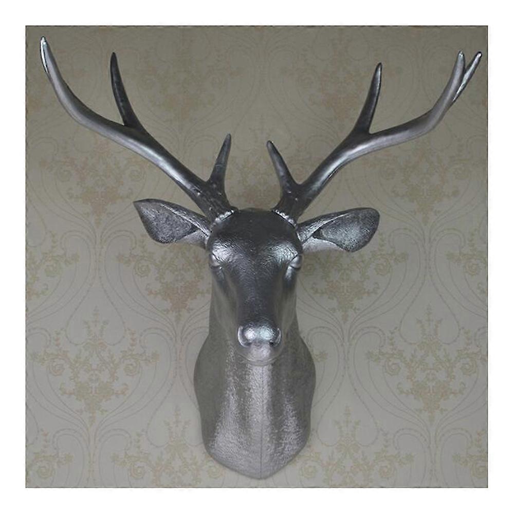 Plastic Deer Head Wall Hanging Decoration silver