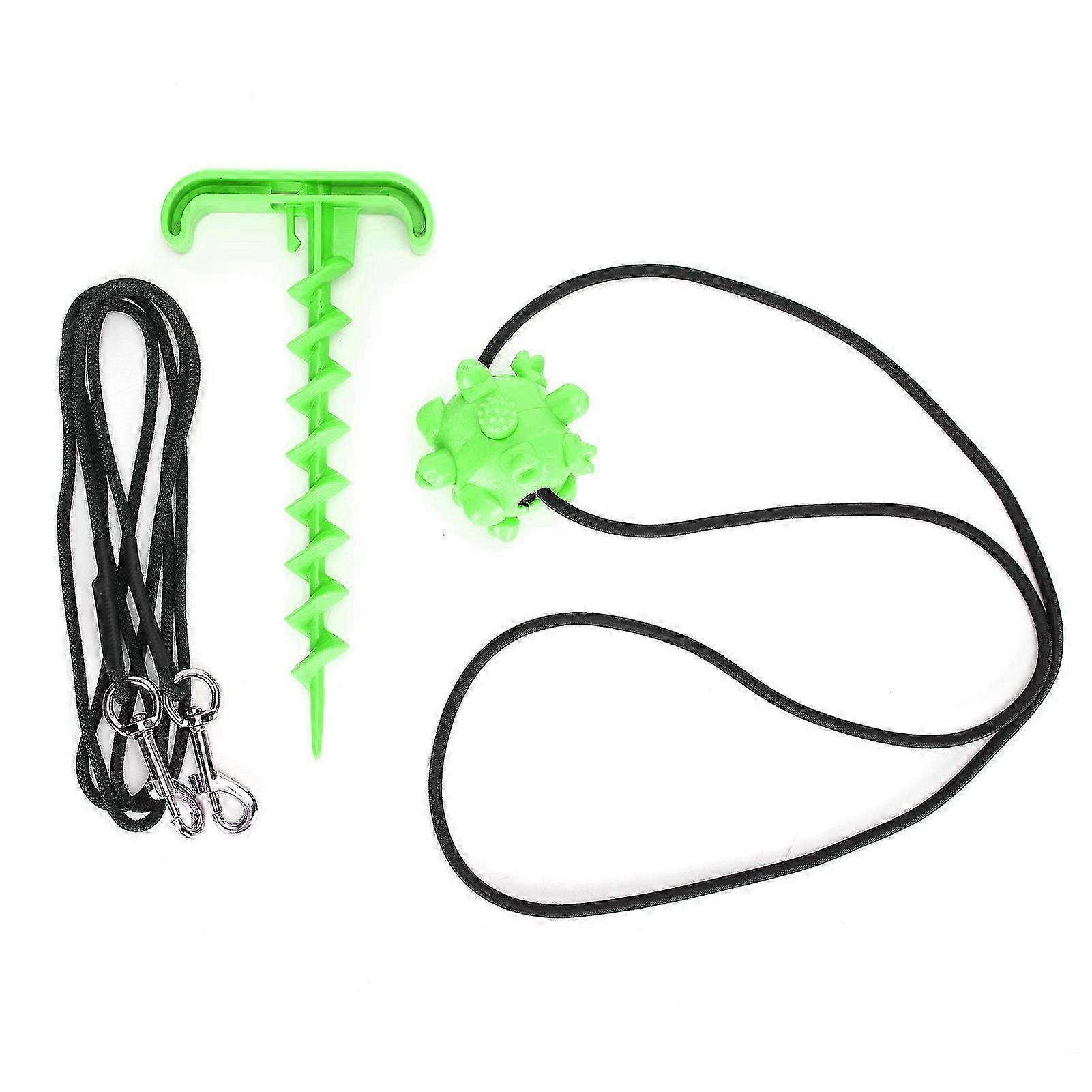 Dog Tie Out Cable with Stake Heavy Duty Anchor and Elastic Chain with Chew Ball Toy