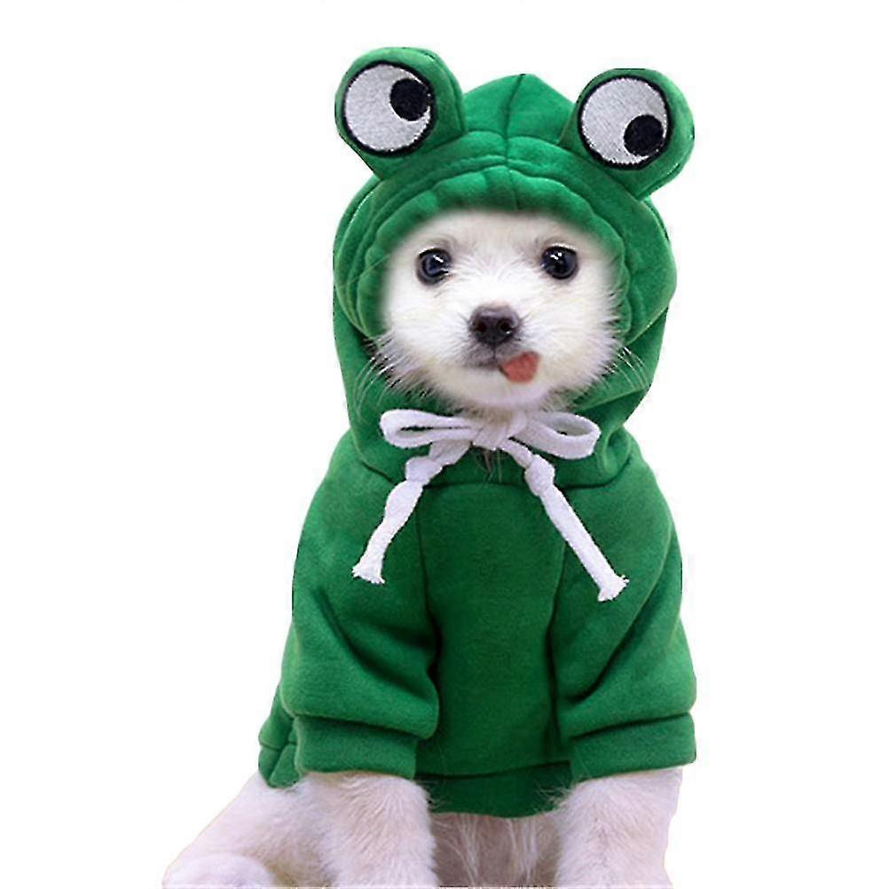 Dog Hoodie in Frog Shape for Halloween and Christmas Warm Hooded Sweater Coat Pet Clothes
