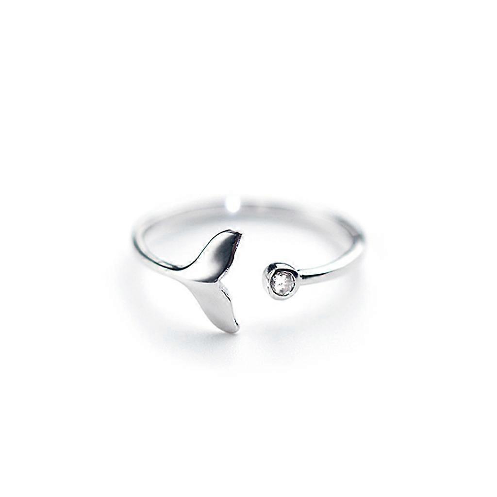 Nice Trendy Solid Adjustable Ring Whale Tail Plain Band Ring Fish Earring