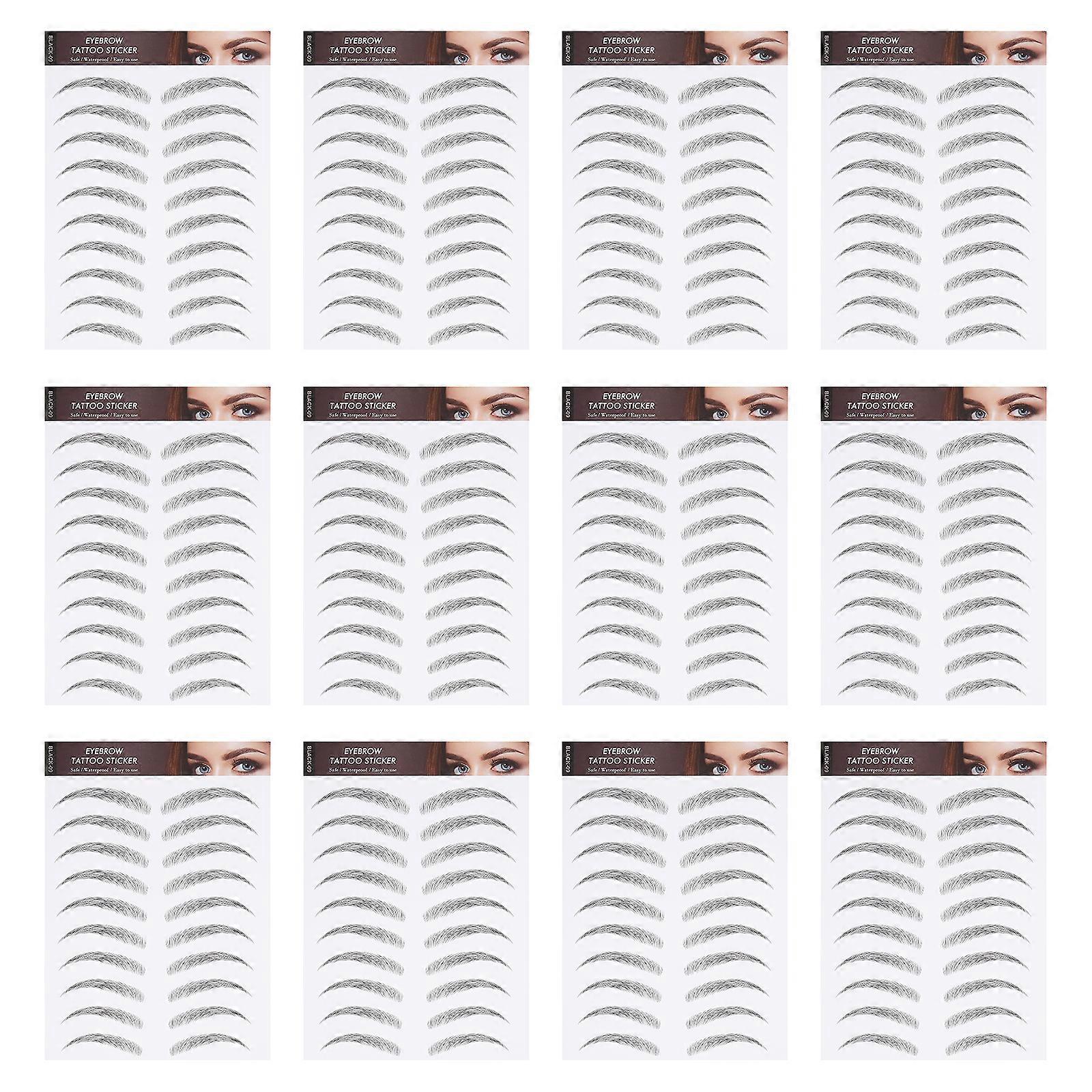 12 Feuilles Tatouages de sourcils Autocollants Transferts de sourcils Autocollants De mise en forme Autocollant