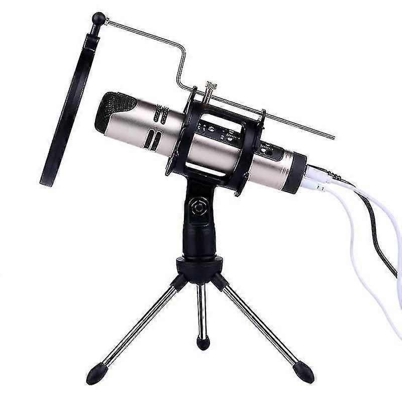 Adjustable Microphone Stand Desktop Tripod For Computer Video Recording With Mic Windscreen Filter
