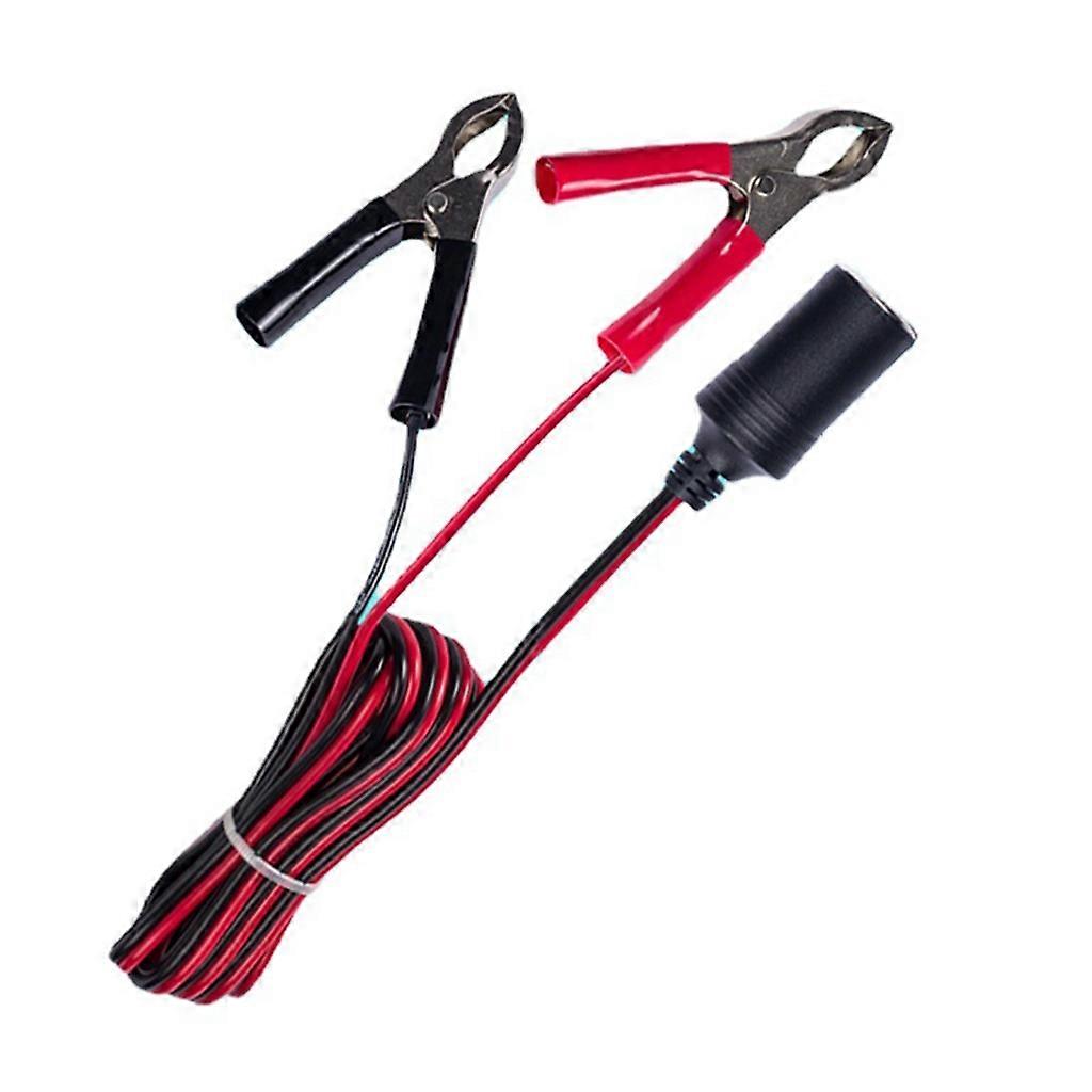 Car Cigarette Lighter Socket Extension Cable 12V-24V Battery Clamp-on Cord