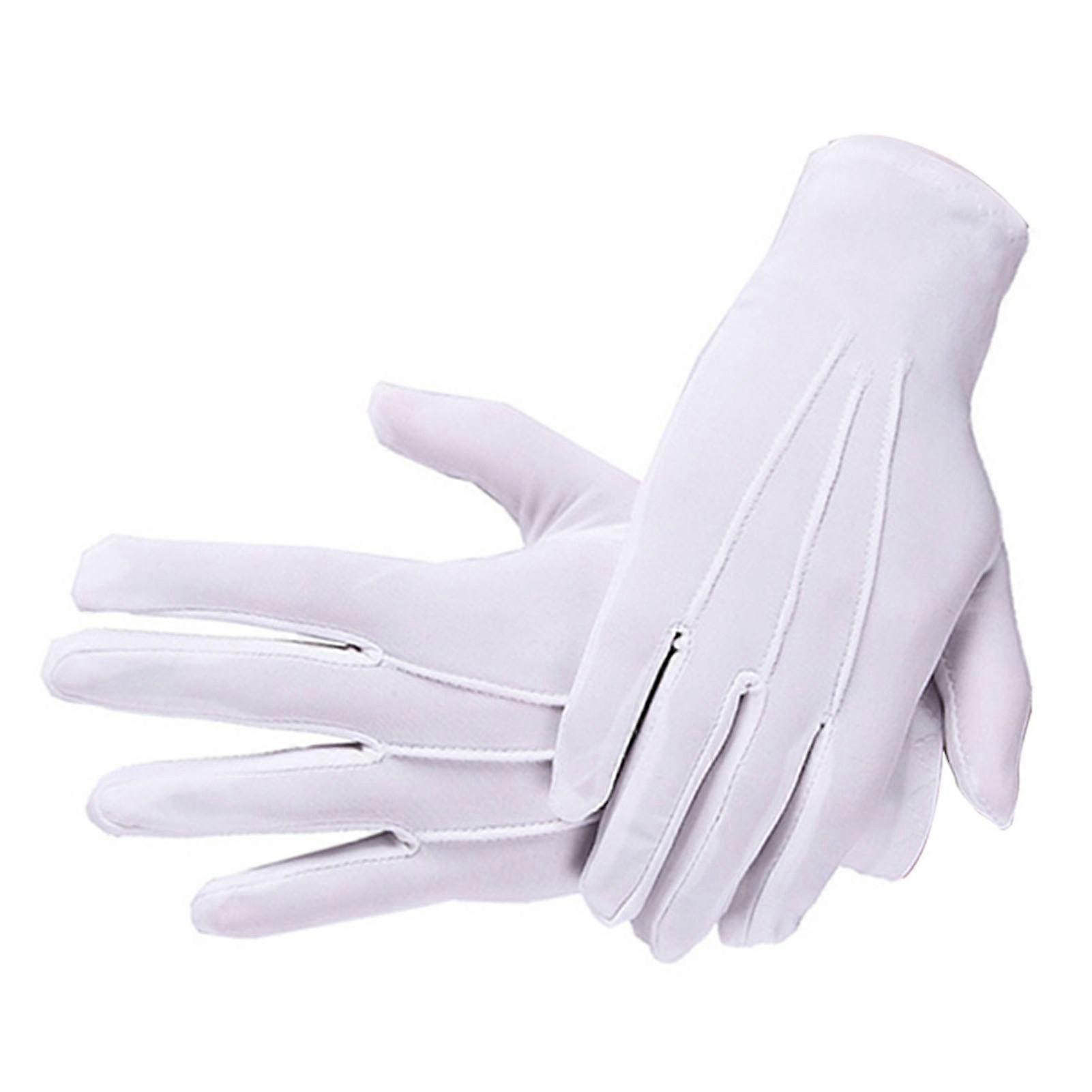 White Thin Gloves Stretchy Breathable Ceremonial Marching Adult Uniform Gloves for Outdoor Driving Climbing Riding