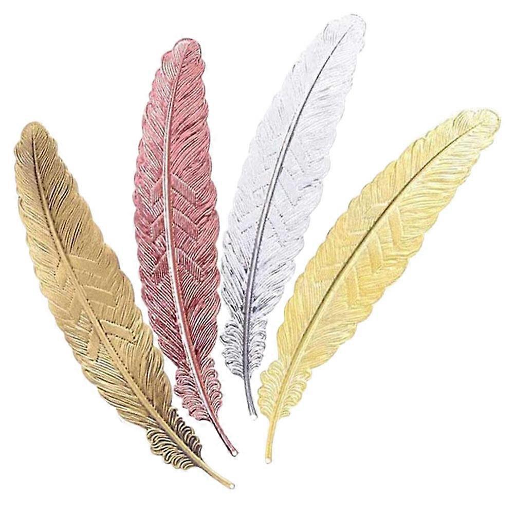 4pcs Decorative Reading Bookmarks Plumage Shaped Page-marker for Students Teachers