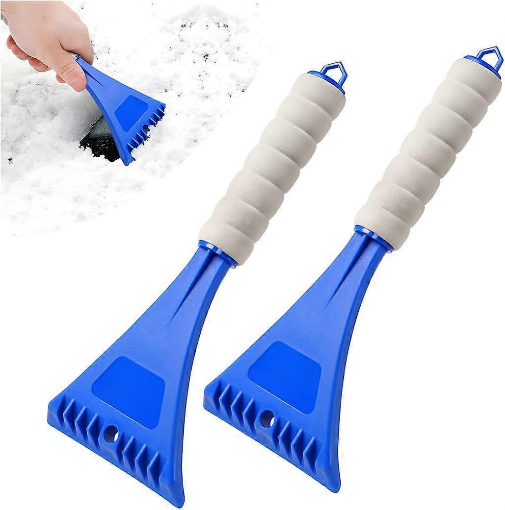 2 PCS Car Snow Shovel Scraper, Ice Frost Cleaning Tools, Universal for Car Windshield and Window, Mirrors, Scratch-Free Car Winter Accessories (Blue)
