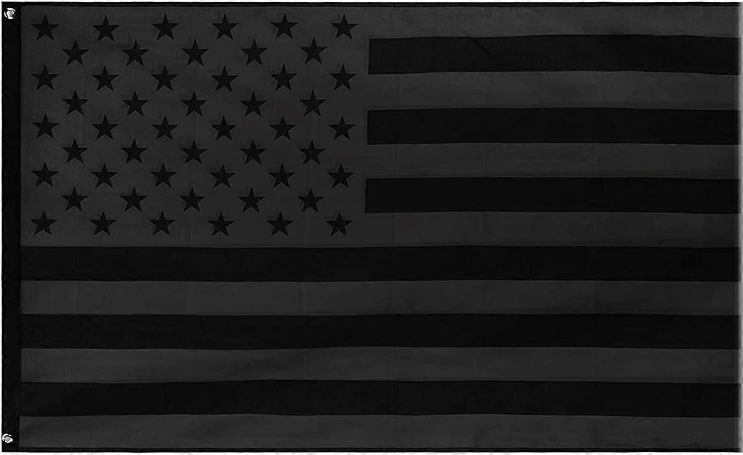 オールブラックアメリカの旗 - 3x5フィートの屋外アメリカの黒旗ヘビーデューティブラックアウト戦術的な米国のバナー鮮やかで真鍮のグロムとフェード耐性屋内