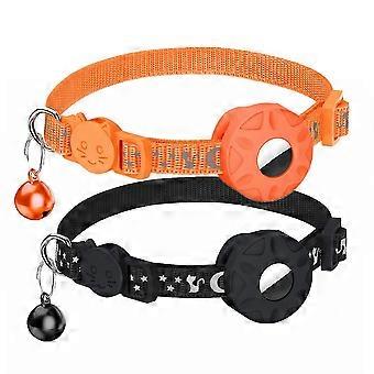Cat Collar Compatible With Air Tag, Reflective Star Moon Cat Collar With Bell & Silicone Air Tag Holder Case