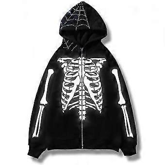 トップス archive skull fullzip hoodie y2k XXXrude Skeleton Hoodie Hot Topic Lip Service Tripp Nyc Jnco