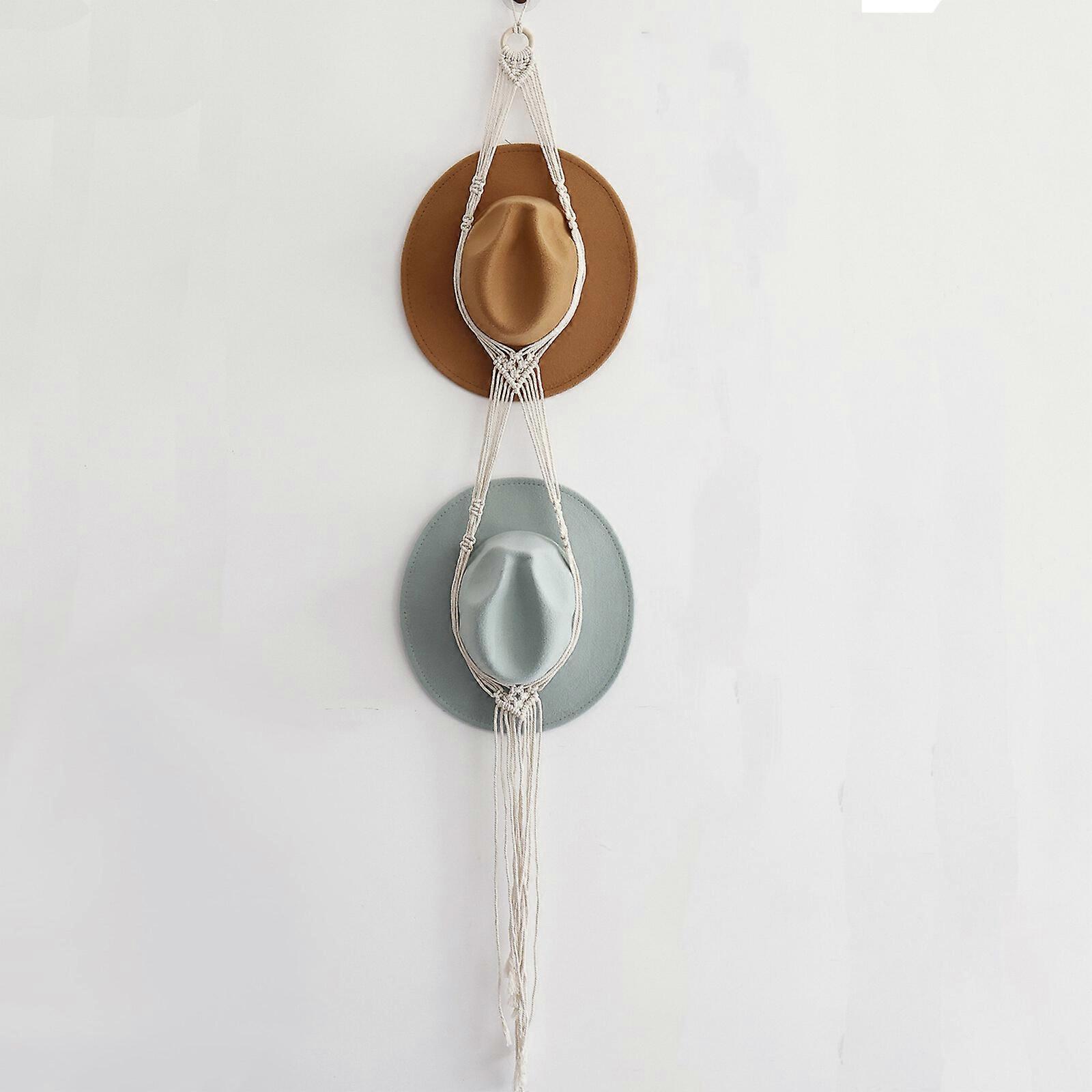 Macrame-hatturipustimet Boho-hatturipustimet seinäboheemiin hattutelineeseen