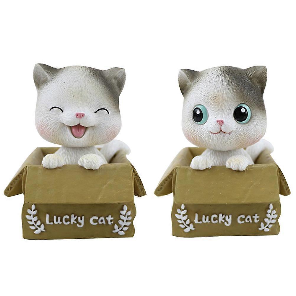 2 stuks creatieve bobblehead kat ornament pop levert auto decoratie (wit)