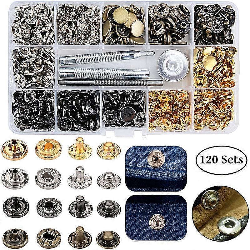 120 Pcs leather rivets double cap rivet tubular metal studs with punch pliers fixing tools for diy leather craft rivets rep set