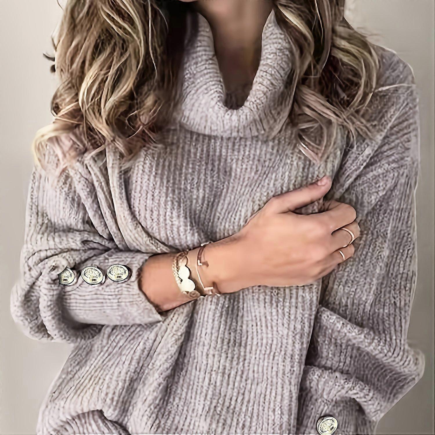 Damenmode Lässige Langarm Rollkragentops Herbst Winter Pullover Strickpullover Damen Lockere Tops Strickpullover