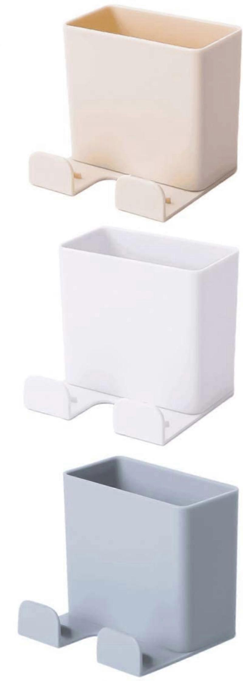 3pcs Wall Mounted Remote Control Storage Box ABS Wall Mounted Storage Bracket(4-D-1)