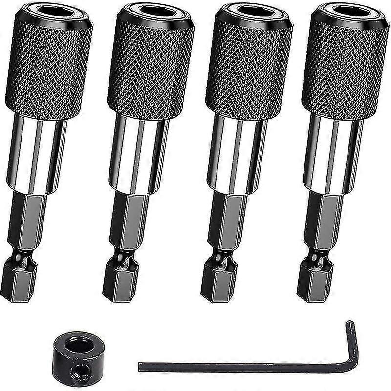 4 Pieces Magnetic Bit Holder, 1/4" 60mm Impact Driver Bit Holder, Hex Shank Magnetic Screwdriver Bit Holder, Magnetic Screwdriver Extension, Hex Shank