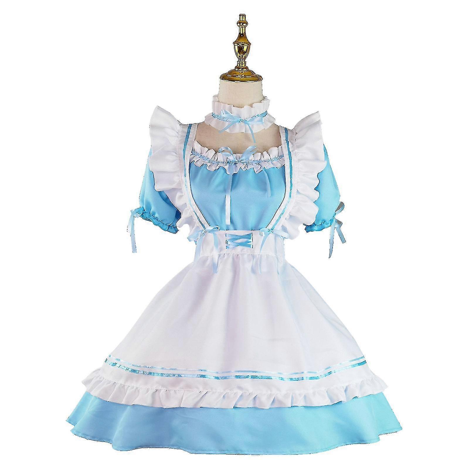 アニメフレンチメイドドレスかわいいメイドコスプレドレスハロウィーンメイドコスチューム衣装セット