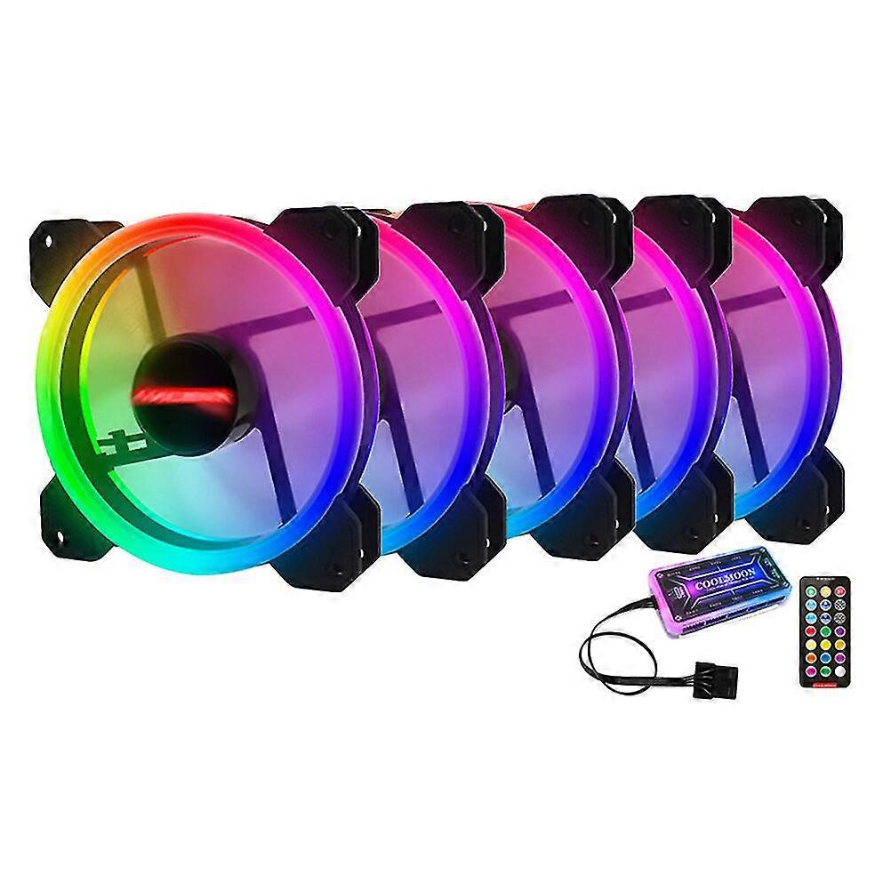 5 Fans Computer Case Fan 120mm Rgb Colorful Pc Cpu Cooling Fan Cooler Silent High Airflow With Rgb Controller