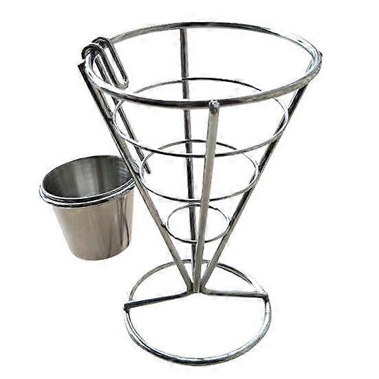 French Fries Stand Durable Metal Chip Rust-proof Hollow Out with Cup Holder Fried Chicken Display Rack