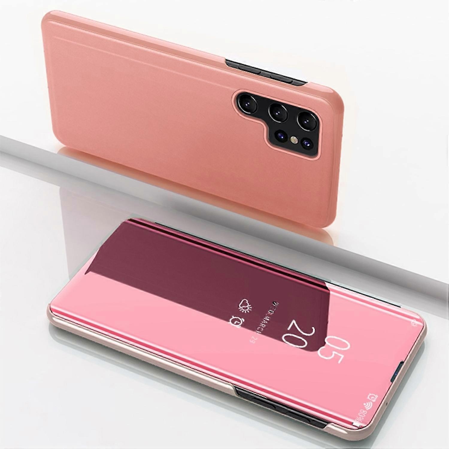 For Samsung Galaxy S25 Ultra View Mirror Wake UP Function Case Pink