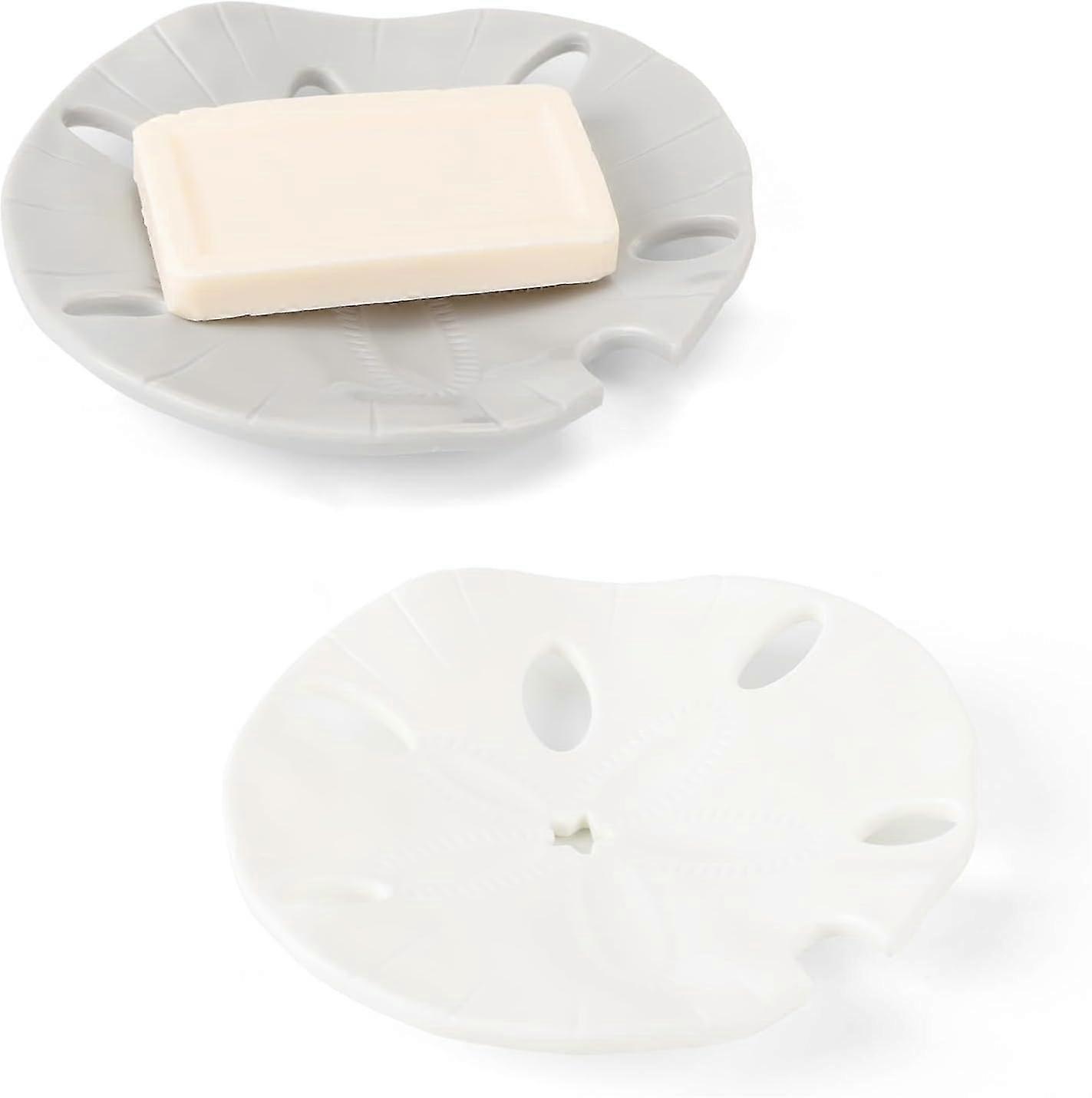 Floating Soap Dish for Bathroom, Shower, Kitchen (White-Gray)