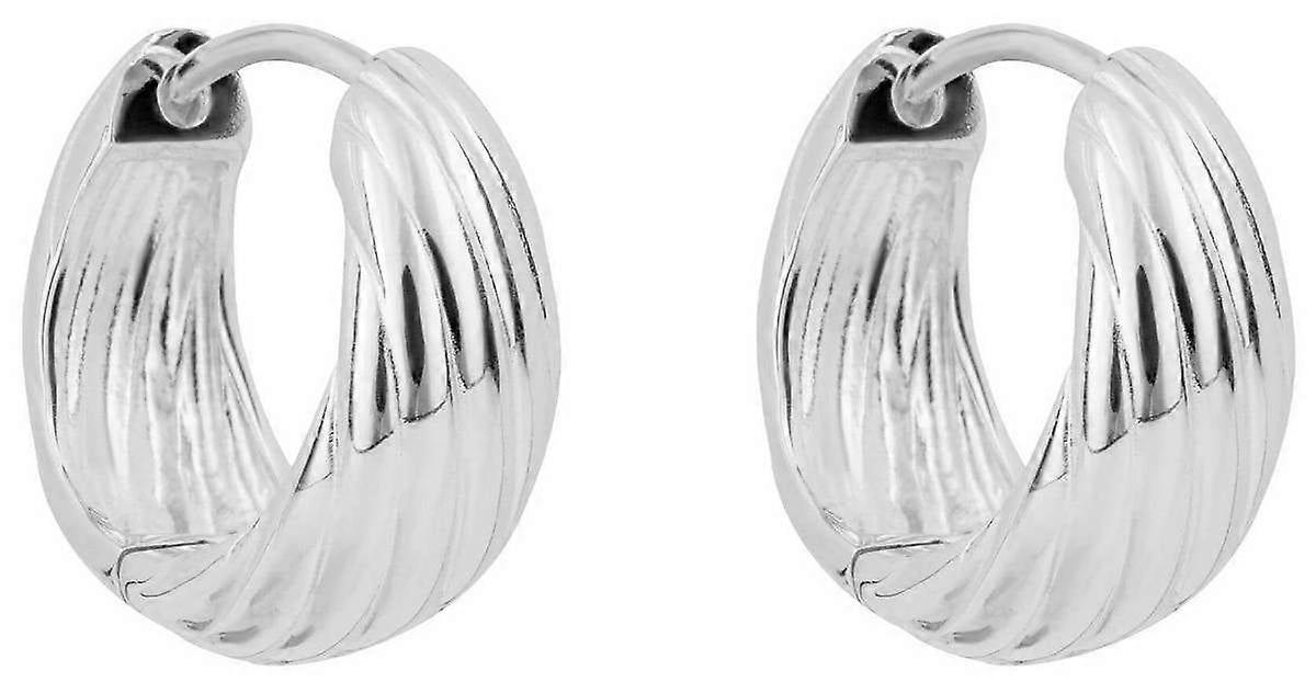 Beginnings Plain Chunky Rope Hoop Earrings - Silver