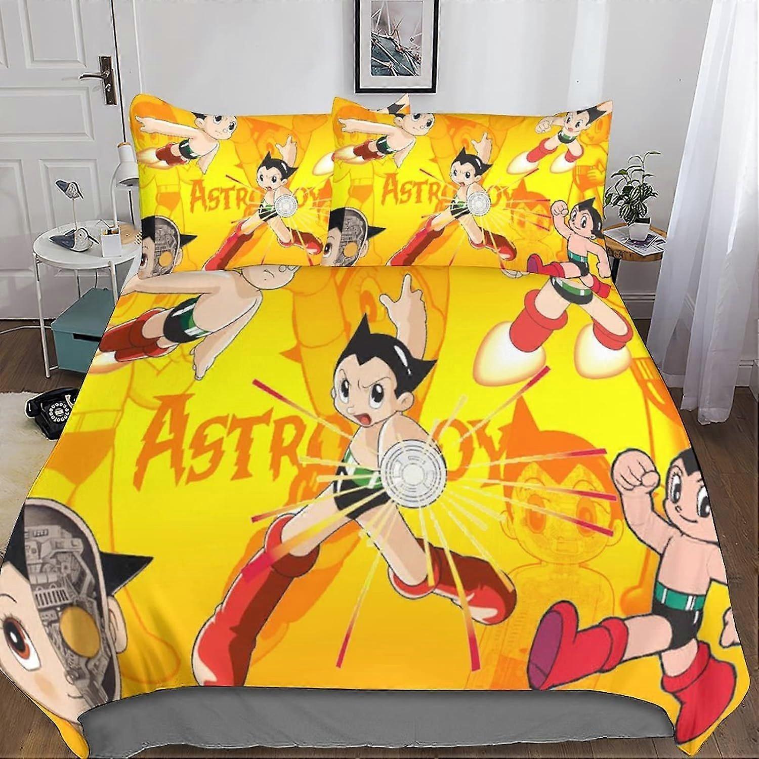 3D Astro Boy Poszwa na kołdrę Pościel i poszewka na poduszkę Mikrofibra Mężczyźni Młodzież Chłopcy Zestawy pościeli dla dzieci z zapięciem na zamek błyskawiczny 3 szt