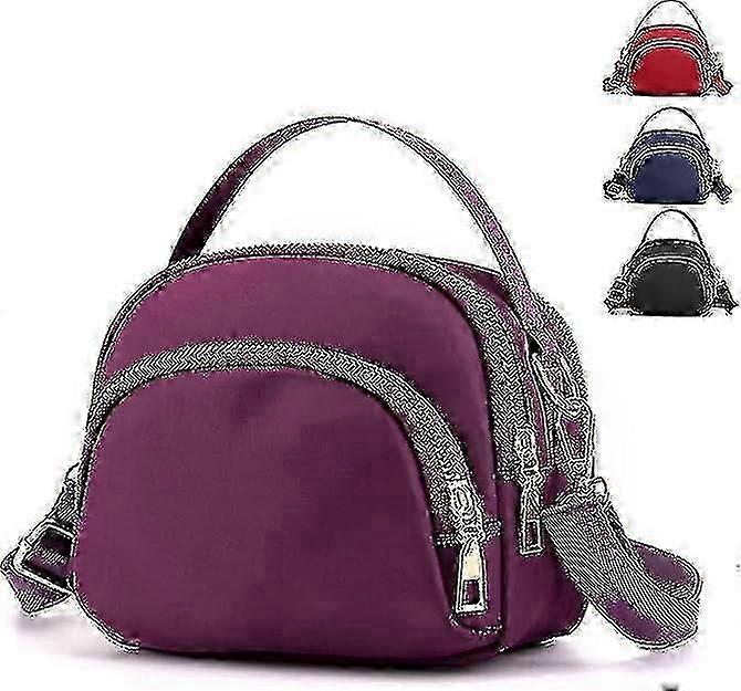 Cross Body Phone Bag Women,nylon Wallet Shoulder Bag,3 Layers Zipper Cell Phone Purse With Adjustable Strap(purple 6)