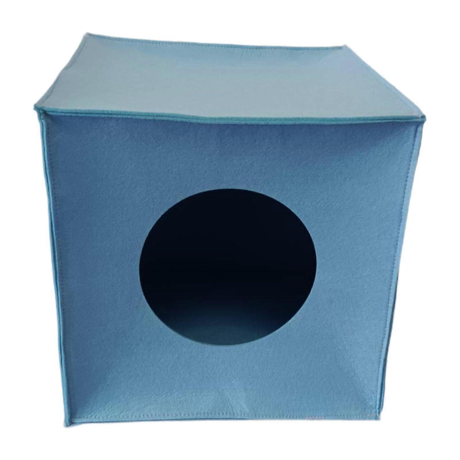 Foldable Kitten Condo Scratch Resistant Self Warming Cat House for Kitten Blue