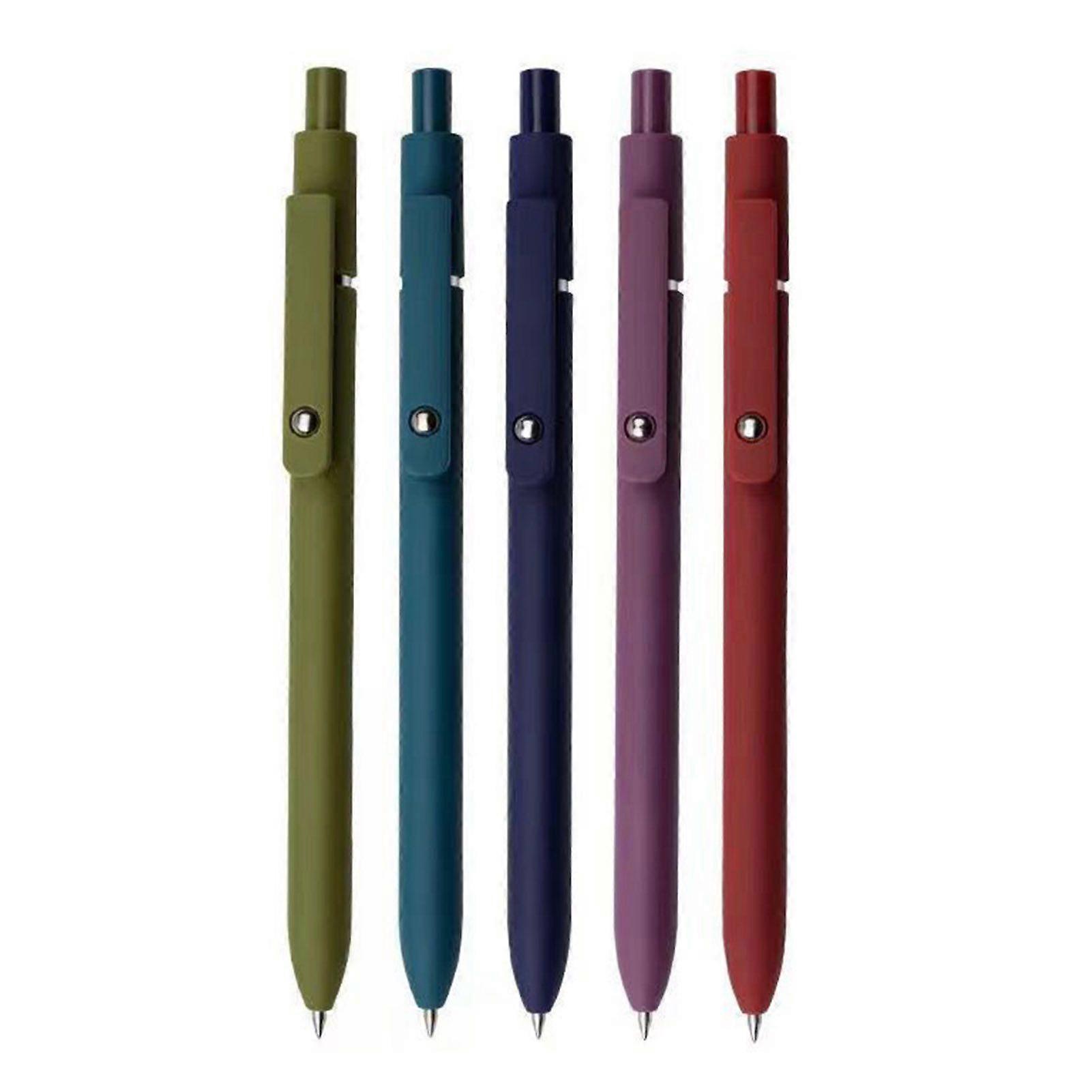5Pcs Student Pen 0.5mm Fine Tip Gel Ink Pen with Pocket Clip Smooth Writing Ergonomic Design Click Function Pen