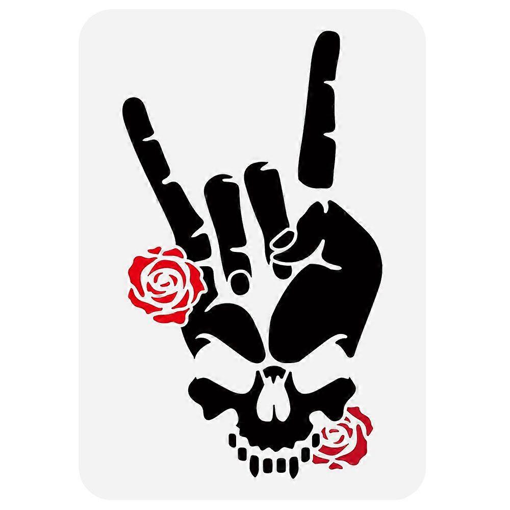 1pc Plastic Drawing Painting Stencils Templates for Painting on Scrapbook Fabric Tiles Floor Furniture Wood Rectangle Skull 29.7x21cm