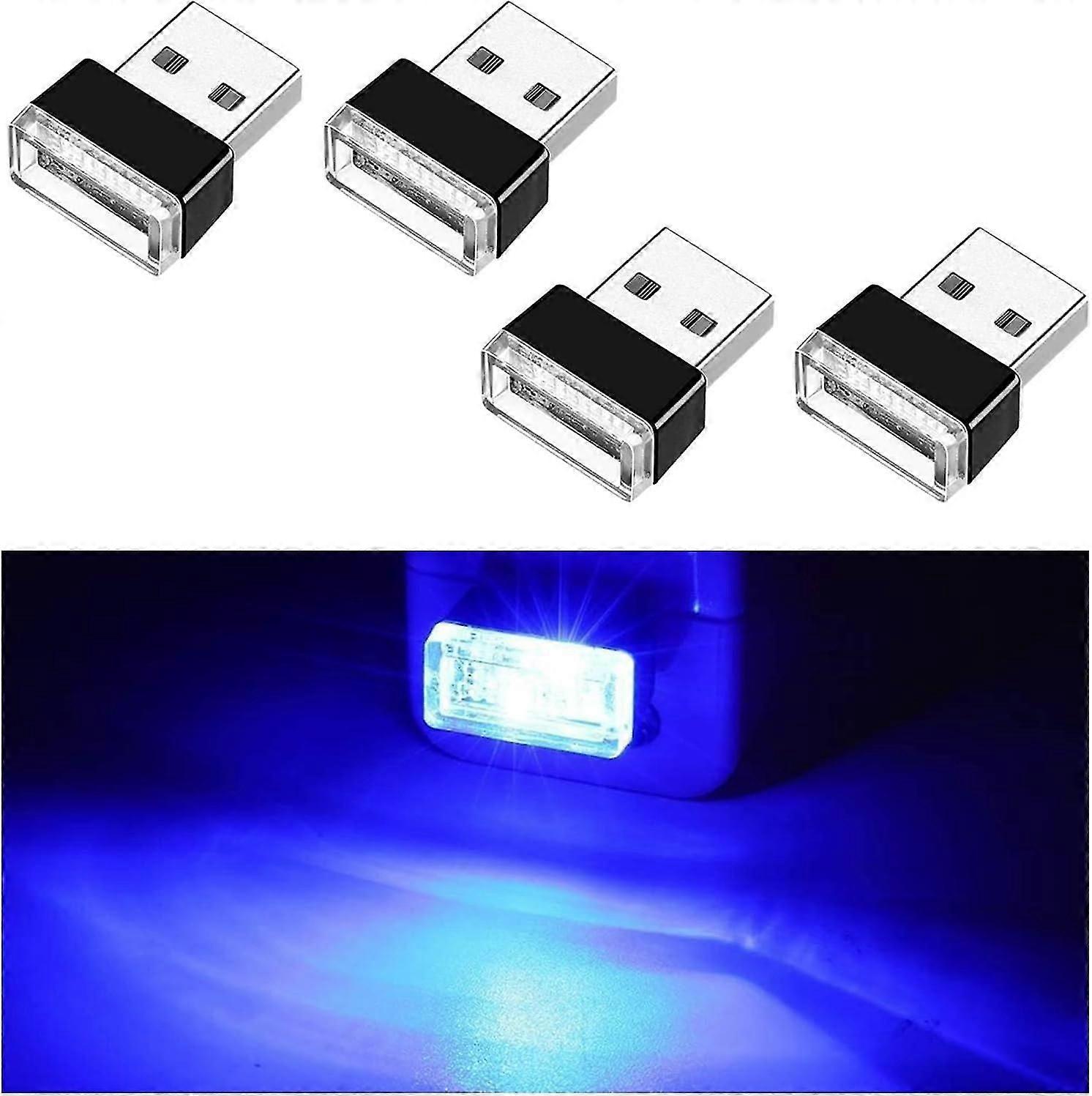 4pcs Usb Led Car Interior Lamp, Mini Usb Car Light, Plug-in Usb Interface Trunk Ambient Lighting Portable