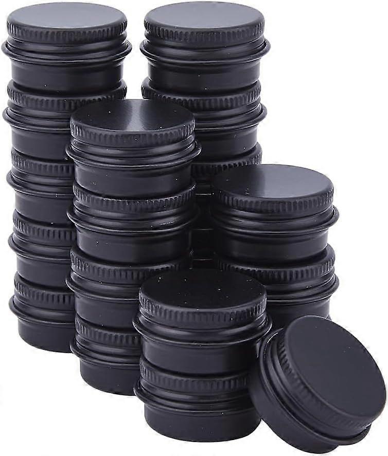 20Pcs 0.51 Ounce Round Aluminium Tin Cans Black Screw Lid Empty Round Tin 15ml Refillable Metal Storage Tin Jars for Small Items Home Storage
