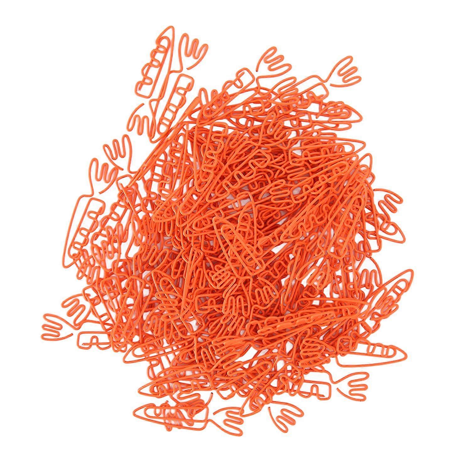 100pcs Carrot Shaped Paper Clips Portable Cute Funny Durable Metal Paperclips for Organizing Files H