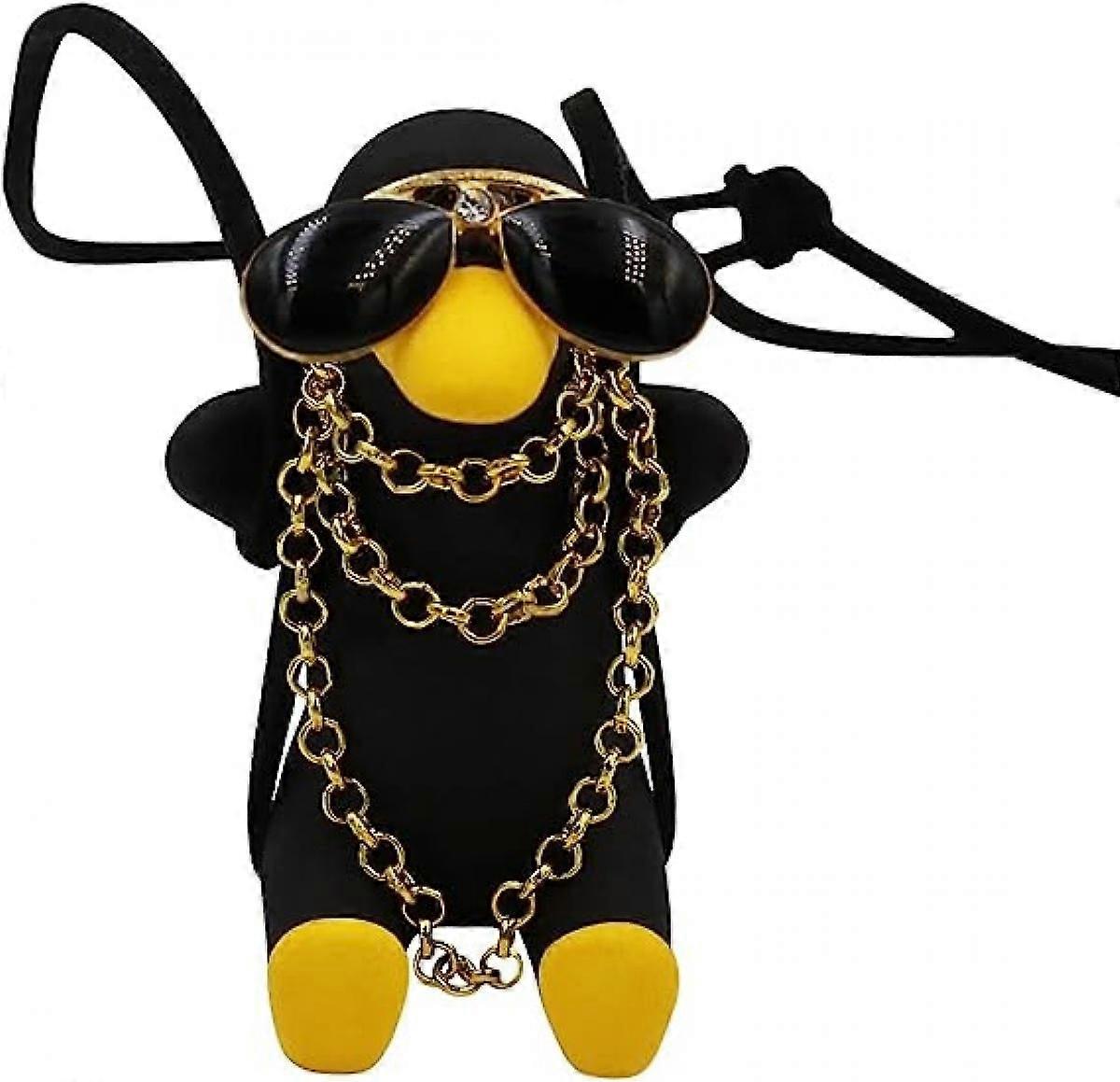 Swinging Duck Car Hanging Ornament, Cute Car Hanging Accessories for Rear View Mirror, Car Pendant Black Swinging Sunglasses