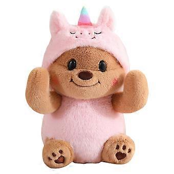 Cute Bear Doll Butter Stuffed Toy Hugging Doll Cotton Filled Loneliness Comfort Toy for Girl Toddlers Kid Room