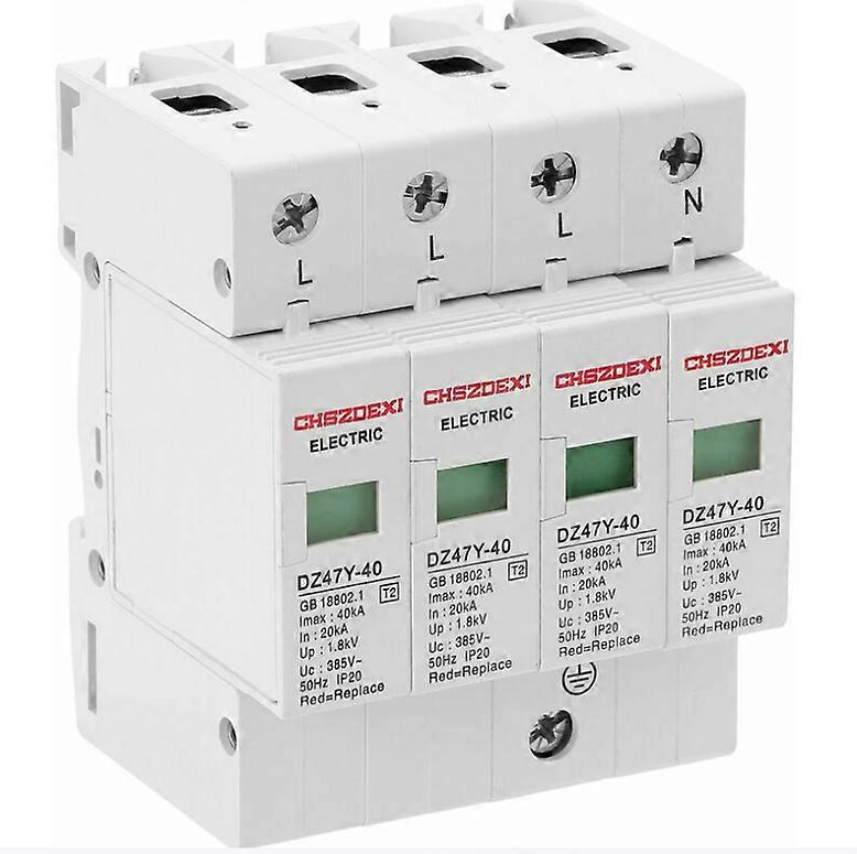 Surge Protector for Electrical Panel,DZ47Y-40KA 385V SPD House Surge Protector Low Voltage Surge Protector 4P Protective Device,7.2*9*6.2cm