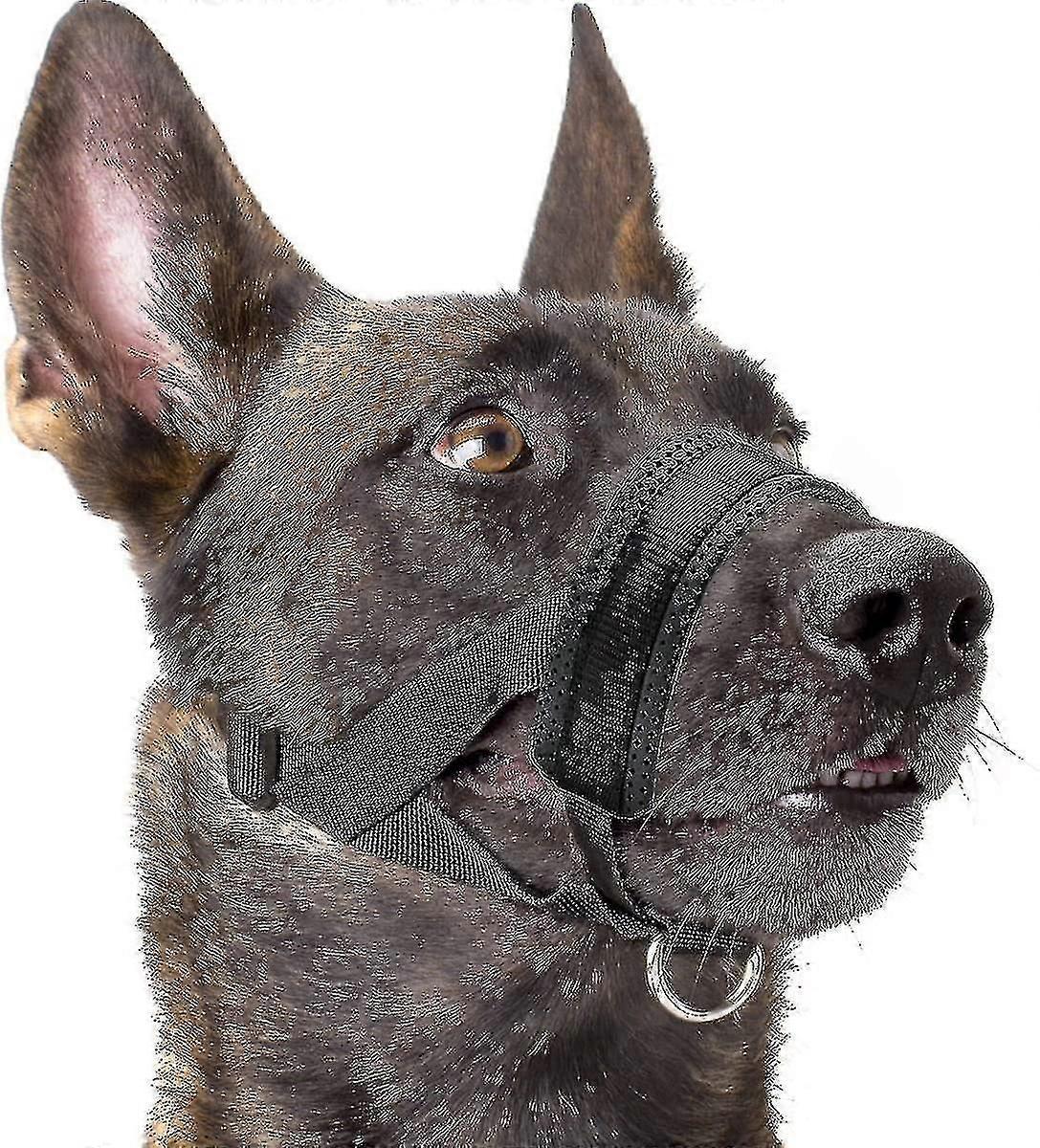 Nylon Soft Dog Muzzle, Anti-bit, Anti-bark, Anti-chew, Adjustable Ring (xl, Black)-hao