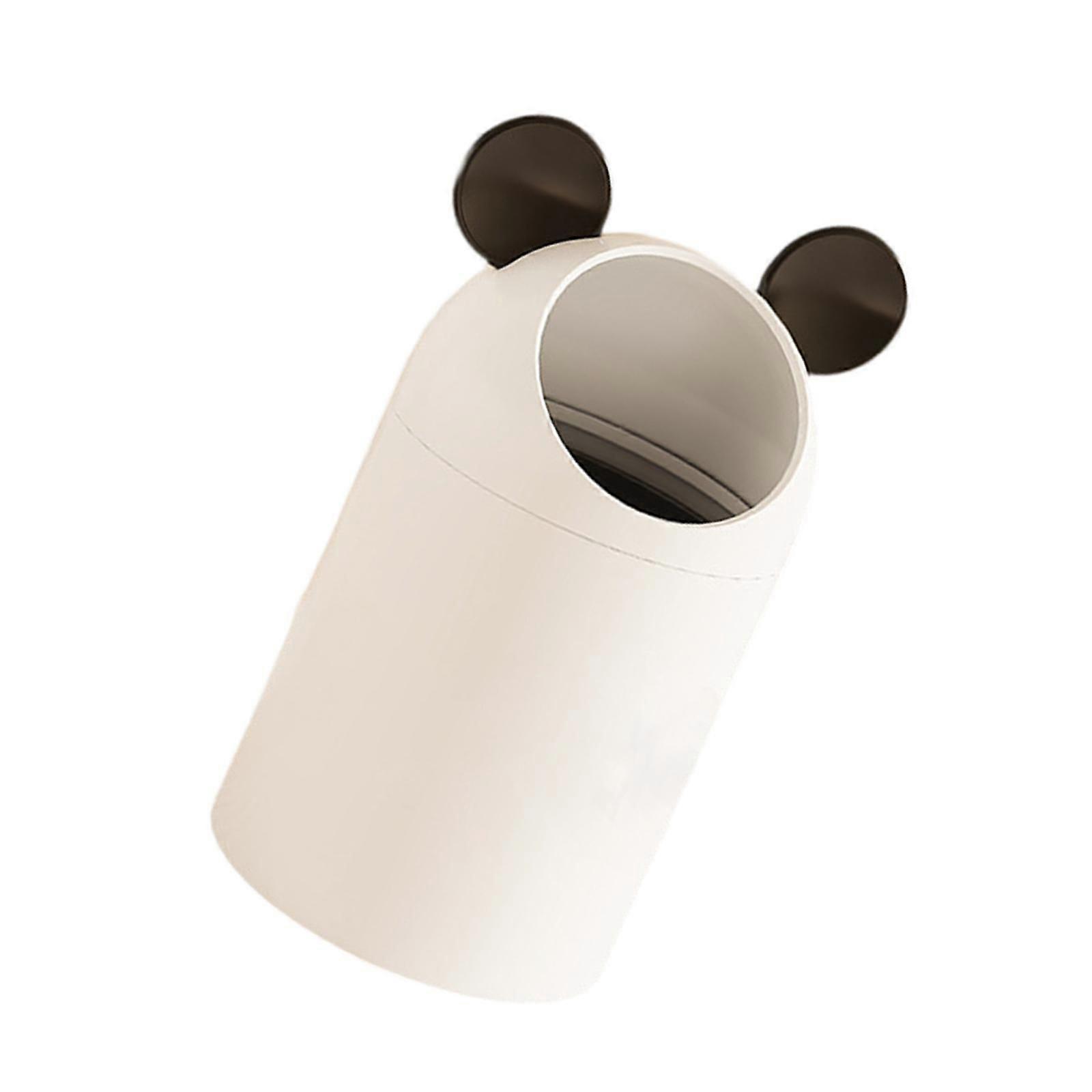 Trash Can Lidless Simple Round Wastebasket for Kitchen Dormitory Living Room Black White