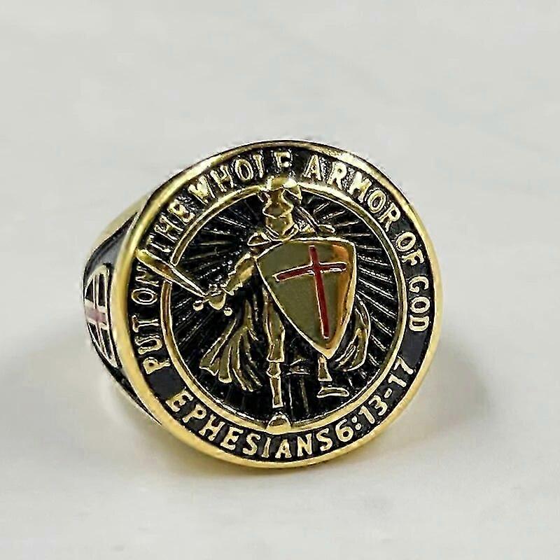 Christian Cross Pattern Men s gold color Templar Knight Crusader Knight Ring Accessories Party stainless steel Jewelry Gift