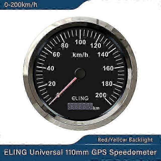 110mm Dimension GPS Speedometer Odometer 0-200km/h 12V/24V Speedo with Red and Yellow Backlight Waterproof