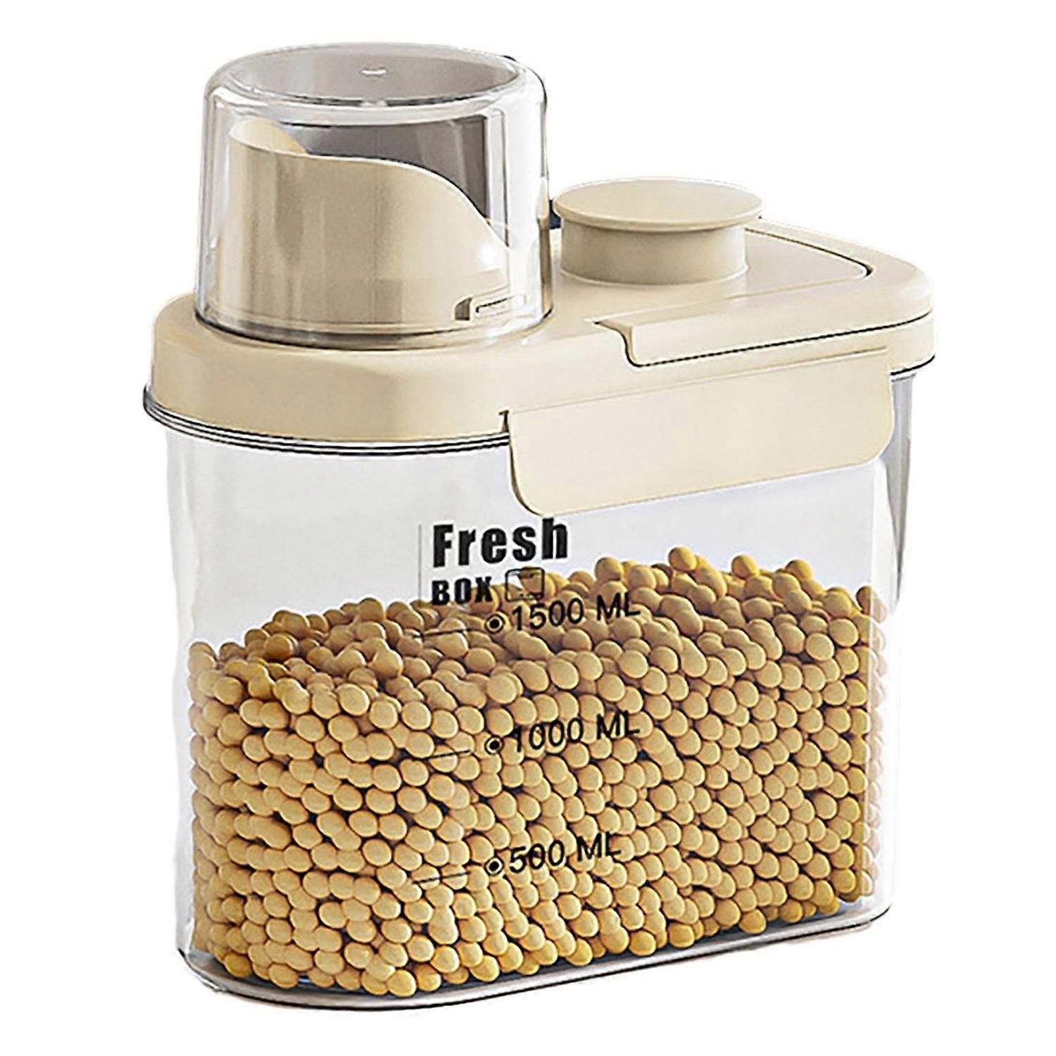 Dry Food Dispenser with Handle Moisture Proof & Dust-proof Transparent Rice Grain Bucket Large