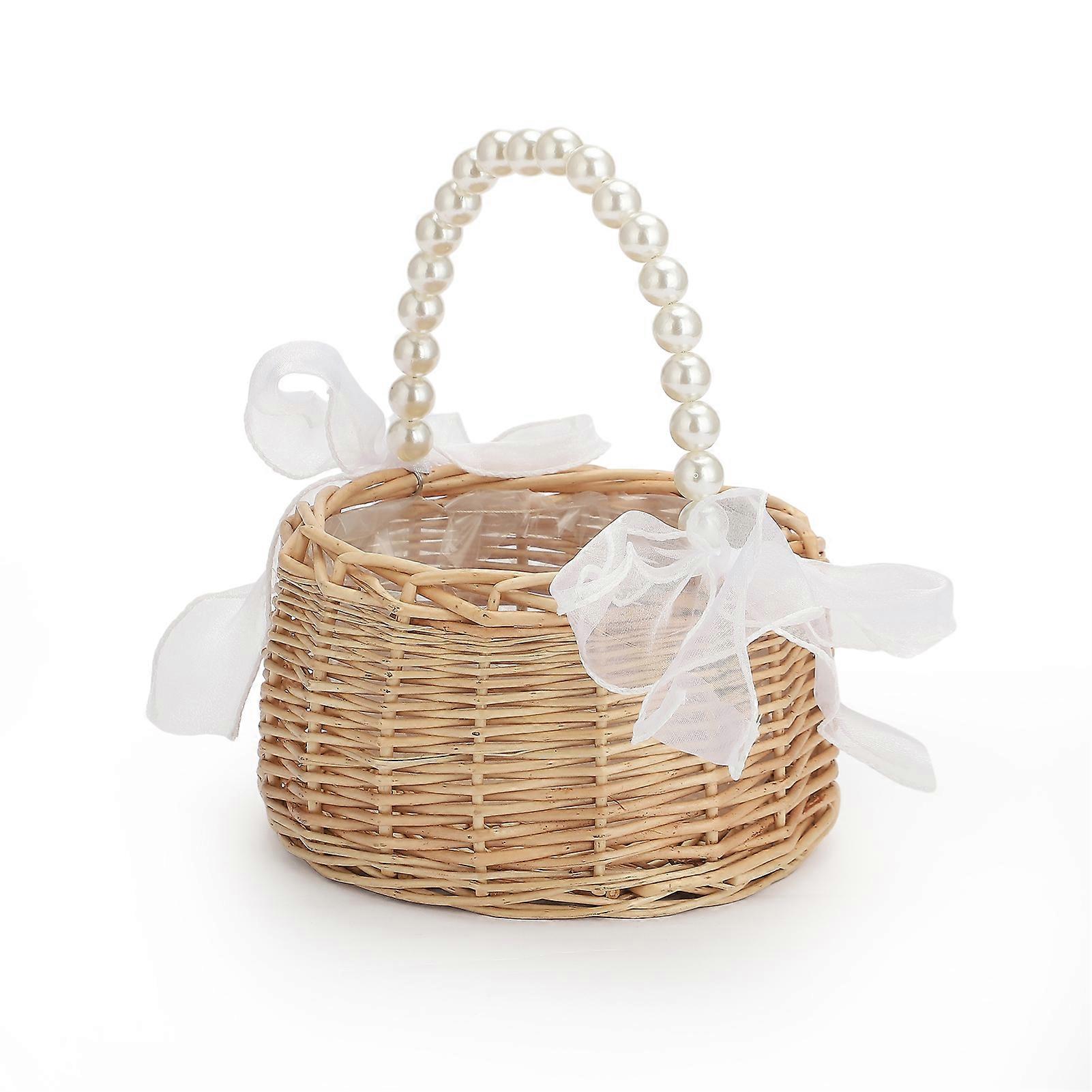 Pearl Bag Tiny Rattan Wicker Picnic Basket for Candy and Wedding Use
