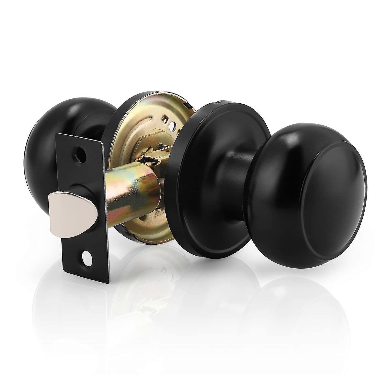 Keyless Passage Door Knob - Round Lever Handle for Interior and Exterior Use in Closets and Hallways, Satin Nickel Finish