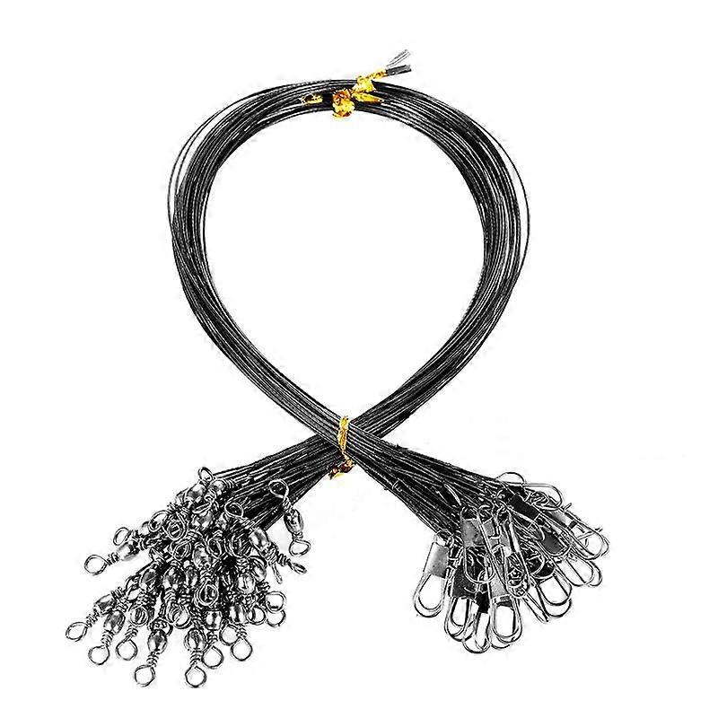 20pcs 15/20/30cm Stainless Steel Fishing Leader Line With Anti-Bite Swivel For Lures Suitable For Freshwater And Saltwater Fish