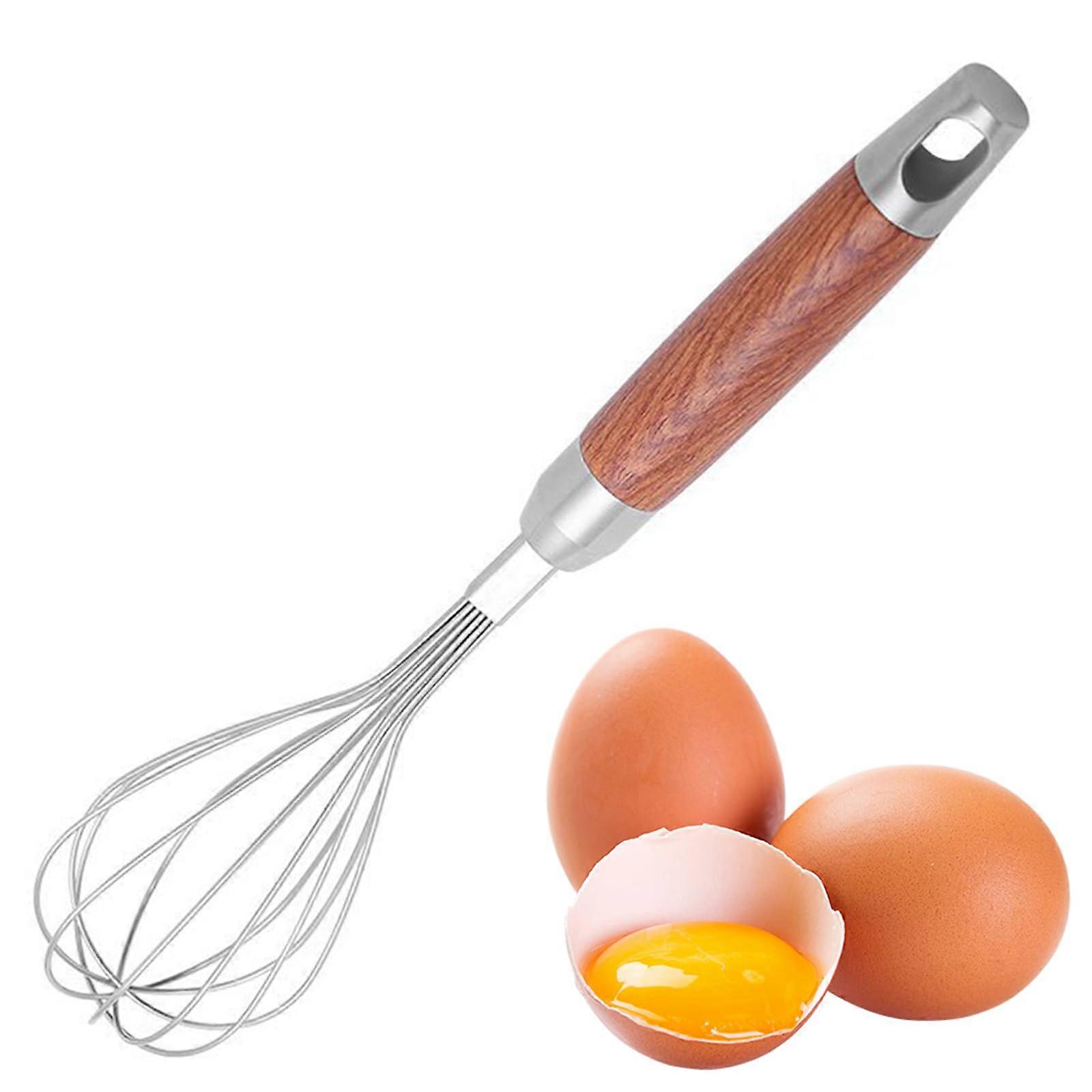 Stainless Steel Whisk with Wooden Handle for Cooking, Beating, Mixing Egg, Cake Batter, Flour, or Sauces.
