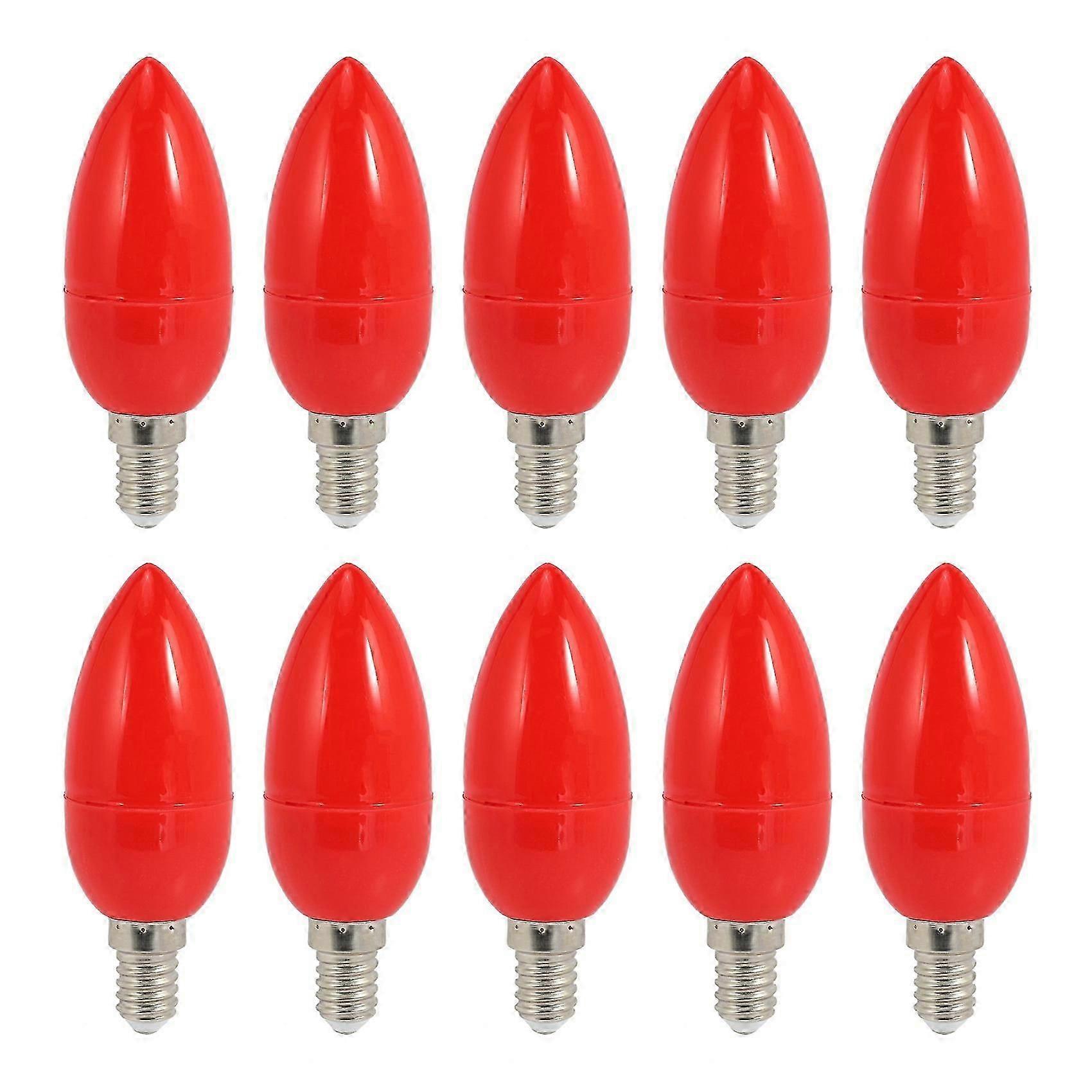 10X LED Candle Light Candle Light Bulbs Red Fortune Lamp God Lights Energy Saving Candle Lights,E14